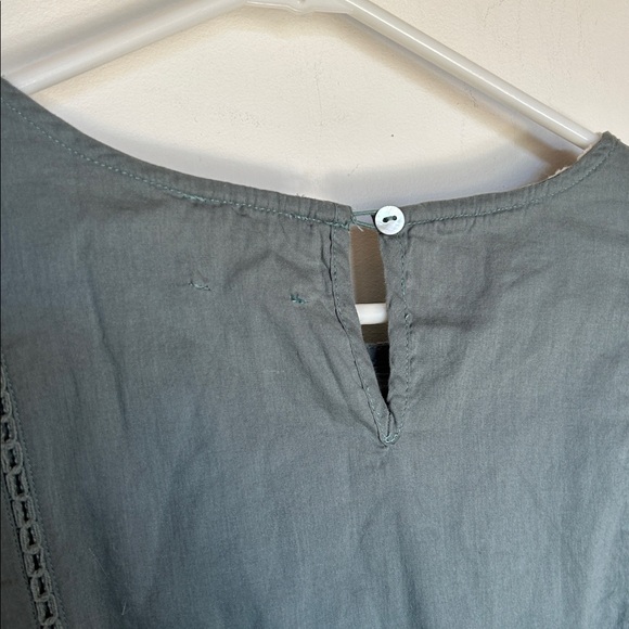 Bohme Embroidered Maxi Dress 100% Cotton Sage Green Flowers Floral Size Small - Picture 8 of 9